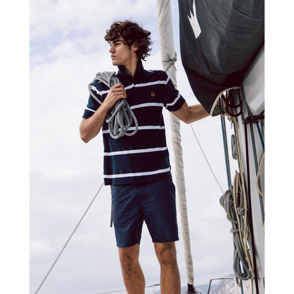 Henri Lloyd Mens Navy Blue Cotton Chino Shorts Size Large SS25 Made in Portugal